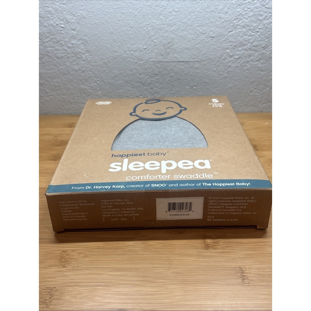 Happiest Baby Sleepea Baby Swaddle Size S 0-2 Months Gray Organic Cotton - Picture 5 of 5